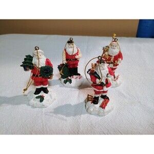 Heritage Santa Claus Christmas Ornaments Set of 4 Vintage 1998